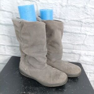 Nike Womens Boot Sneaker Hoodie Size 9 Gray Suede Chelsea Tall Pre Owned (s4)